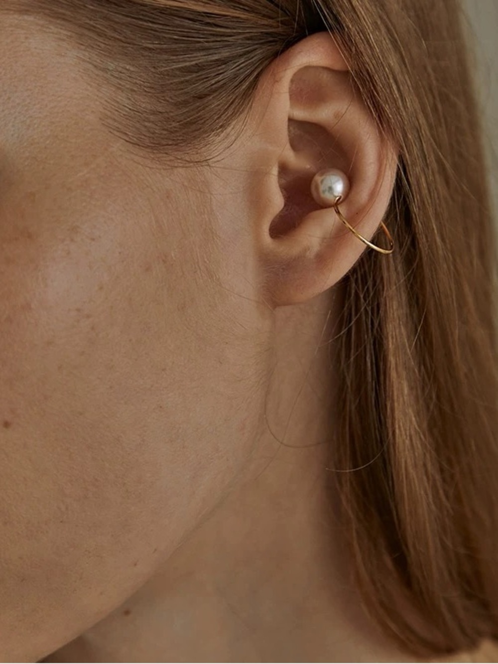 Gold Pearl Ear Cuff - Minimal Women’s Jewelry
